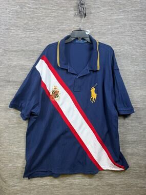 Polo Ralph Lauren Polo Shirt Mens Big 4XB Blue Colorblock Rugby Big Pony Crest